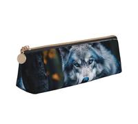 Longzehao Blue Eyes Wolf1 Print - Estuche triangular simple para guardar artículos de oficina, cosméticos, artículos de tocador, Blanco, One Size, Art Deco