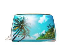 Longzehao Bolsa de aseo con diseño de océano tropical, de piel, con cremallera, organizador de viaje, color blanco, opulento jardín, talla única, Jardín Blanco/Opulento, talla única