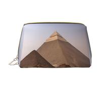Longzehao Bolsa de maquillaje de piel con cremallera y diseño de pirámides de Egipto, organizador de viaje, Blanco, Talla única