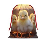 Longzehao Bolsa de regalo de Navidad con cordón de tela de terciopelo ultra suave con estampado A Brood of Chickens7, bolsas de regalo multiusos.
