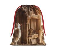 Longzehao Bolsa de regalo de Navidad con estampado de animales salvajes retro Farmhouse2 de tela de terciopelo ultrasuave, bolsas de regalo multiusos.