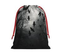 Longzehao Bolsa de regalo de Navidad con estampado de cuervo negro con cordón de tela de terciopelo ultrasuave, bolsas de regalo multiusos.