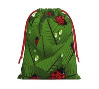 Longzehao Bolsa de regalo de Navidad con estampado de hojas y mariquitas, tela de terciopelo ultrasuave, bolsas de regalo multiusos.