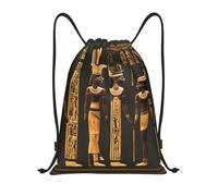 Longzehao Bolsas de cordón con estampado jeroglífico egipcio antiguo adecuado para deportes, natación, viajes., Negro, Pequeño, Negro 1, S