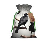 Longzehao Bolsas de regalo con cordón de Navidad con estampado de cuervo negro en una rama, bolsa de regalo para Navidad, vacaciones, fiesta de cumpleaños