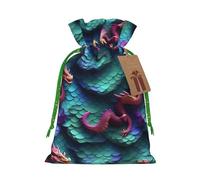 Longzehao Bolsas de regalo con cordón de Navidad con estampado de escamas de dragón mágico en 3D, bolsa de regalo para Navidad, vacaciones, fiesta de cumpleaños