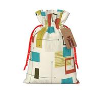 Longzehao Bolsas de regalo con cordón de Navidad con estampado moderno de mediados de siglo, bolsa de regalo para Navidad, vacaciones, fiesta de cumpleaños