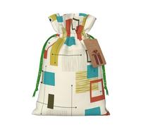 Longzehao Bolsas de regalo con cordón de Navidad con estampado moderno de mediados de siglo, bolsa de regalo para Navidad, vacaciones, fiesta de cumpleaños