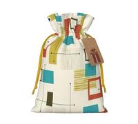Longzehao Bolsas de regalo con cordón de Navidad con estampado moderno de mediados de siglo, bolsa de regalo para Navidad, vacaciones, fiesta de cumpleaños