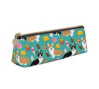 Longzehao Bonito estuche triangular con estampado de corgi, bolsa de almacenamiento para suministros de oficina, cosméticos, artículos de tocador, Blanco, One Size, Art Deco