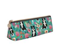 Longzehao Border Collie Florals Print Simple Triangular Estuche de almacenamiento de material de oficina, cosmética, artículos de tocador, blanco, talla única, Art Deco, Blanco 1, One size, Art Deco