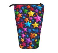 Longzehao Color Stars - Estuche telescópico para lápices, soporte para bolígrafos, estuche de almacenamiento portátil de pie, NEGRO, One Size
