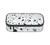 Longzehao Compartimento de gran capacidad, estuche de lápices con estampado de mármol pastel de terrazo para papelería, negro, talla única, decoración artística, negro, talla única, arte decorativo,