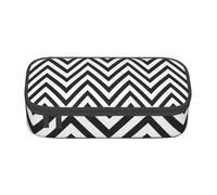 Longzehao Compartimento de gran capacidad ZigZag Stripe Print Bolsa de almacenamiento de material de oficina, Negro, de un tamaño, Art Deco, Negro 1, One size, Art Deco