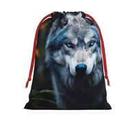 Longzehao Cordón de tela de terciopelo ultra suave Blue Eyes Wolf1 Print Christmas Present Bag, Bolsas de regalo multifunción.