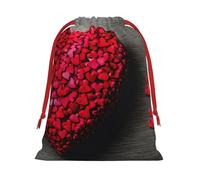 Longzehao Cordón de tela de terciopelo ultra suave Falling Red Hearts Print Christmas Present Bag, Bolsas de regalo multifunción.