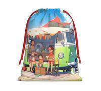 Longzehao Cordón de tela de terciopelo ultra suave You Make Me Happy Camper Trailer1 Imprimir Bolsa de regalo de Navidad, Bolsas de regalo multifunción.