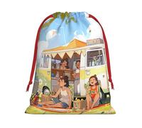 Longzehao Cordón de tela de terciopelo ultra suave You Make Me Happy Camper Trailer2 Print Christmas Present Bag, Bolsas de regalo multifunción.