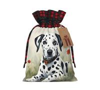 Longzehao Dálmata impresión Navidad cordón lino regalo bolsa, Navidad embalaje bolsas, Navidad Goodie Bags