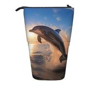 Longzehao Dolphinn impresión telescópica lápiz bolsa de lápiz titular Pop Up Storage, de pie portátil Pen Case, Negro, talla única, Negro 1, One size