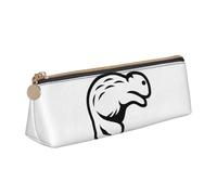 Longzehao Estuche de almacenamiento simple triangular de impresión de castor negro para suministros de oficina, cosméticos, artículos de tocador, blanco, talla única, arte deco, Blanco, One Size, Art