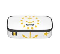 Longzehao Estuche de gran capacidad con diseño de bandera del estado de Rhode Island, bolsa de almacenamiento para suministros de oficina, Negro, One Size, Art Deco