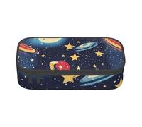 Longzehao Estuche de gran capacidad con diseño de cielo estrellado, universo, espacio impreso, bolsa de almacenamiento para suministros de oficina, Negro, One Size, Art Deco
