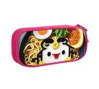 LONGZEHAO Estuche de gran capacidad con diseño de huevera, fideos y ramen, estuche organizador de maquillaje con cremallera de doble capa