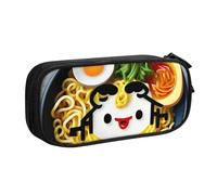 LONGZEHAO Estuche de gran capacidad con diseño de huevera, fideos y ramen, estuche organizador de maquillaje con cremallera de doble capa