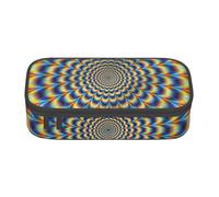 Longzehao Estuche de gran capacidad con diseño de ilusión óptica en espiral, bolsa de almacenamiento para suministros de oficina, NEGRO, One Size, Art Deco