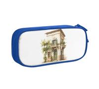 LONGZEHAO Estuche de gran capacidad con diseño de rama de olivo romano y estampado griego, estuche organizador de maquillaje con cremallera de doble capa