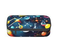 Longzehao Estuche de gran capacidad con estampado abstracto de ciencia y química, bolsa de almacenamiento para suministros de oficina, Negro, One Size, Art Deco