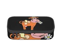 Longzehao Estuche de lápices de dibujos animados de gran capacidad con estampado de vaca para artículos pa, negro, talla única, art deco, negro, talla única, art deco, negro, talla única, art deco,