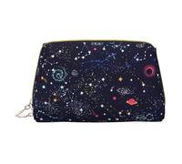 Longzehao Estuche de maquillaje con cremallera de cuero con estampado de mapa de constelaciones de estrellas, bolsa de cosméticos, organizador de viaje, bolsa de aseo, blanco, talla única, Blanco, One