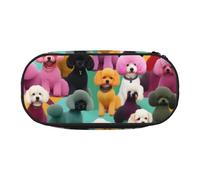 LONGZEHAO Estuche rectangular simple con estampado de perros caniches para suministros de oficina, cosméticos, artículos de tocador