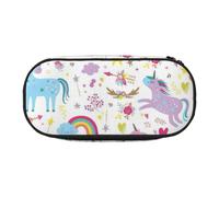 LONGZEHAO Estuche rectangular simple con estampado de unicornios para suministros de oficina, cosméticos, artículos de tocador