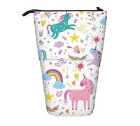 Longzehao Estuche telescópico con estampado rosa unicornio, estuche de almacenamiento, estuche de almacenamiento portátil, negro, tamaño único, Negro, One Size