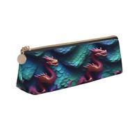 Longzehao Estuche triangular con diseño de escamas de dragón mágico en 3D, bolsa de almacenamiento para suministros de oficina, cosméticos, artículos de tocador, Blanco, One Size, Art Deco