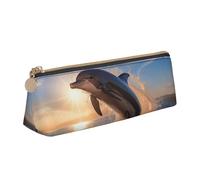 Longzehao Estuche triangular simple con estampado de delfines para artículos de oficina, cosméticos, artículos de tocador, Blanco, One Size, Art Deco