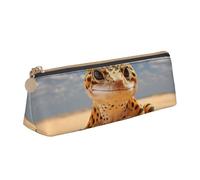 Longzehao Estuche triangular simple con estampado de geco de leopardo y arena, bolsa de almacenamiento para suministros de oficina, cosméticos, artículos de tocador, Blanco, One Size, Art Deco