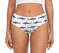 Longzehao Fish and Shark Print Beyondsoft - Calzoncillos elásticos para mujer, bragas flexibles y cómodas, Negro -, XXL