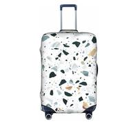 Longzehao Funda elástica de viaje para equipaje, con estampado de mármol de terrazo pastel, funda protectora para maleta con cremallera., Blanco, L