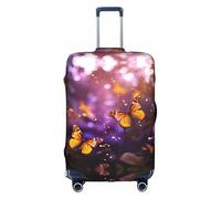 Longzehao Funda elástica de viaje para equipaje, diseño de mariposas doradas, color violeta y dorado, funda protectora para maleta con cremallera., Blanco, Medium