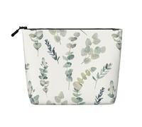 Longzehao Gran capacidad blanco verde natural impresión ramita de cáñamo falso, bolsa de maquillaje, bolsa de viaje, bolsa de aseo con cremallera, negro, talla única, negro, talla única, Negro ,