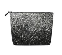 Longzehao Gran capacidad con estampado de brillo de plata brillante cáñamo falso, bolsa de maquillaje, bolsa de viaje, neceser con cremallera., Negro, Talla única, Negro, Talla única, Negro 1, One