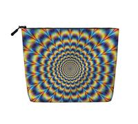 Longzehao Gran capacidad espiral ilusión óptica gif impresión cáñamo falso, bolsa de maquillaje, bolsa de viaje, bolsa de aseo con cremallera, negro, talla única, negro, talla única, Negro, One Size