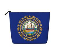 Longzehao Gran capacidad New Hampshire State bandera impresión falso cáñamo, bolsa de maquillaje, bolsa de viaje, bolsa de aseo con cremallera., Negro, Talla única, Negro 1, One size