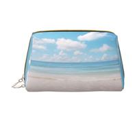 Longzehao Hermosa vista al mar impresión cremallera de cuero bolsa cosmética organizador de viajes bolsa de aseo embrague, blanco, un tamaño, color: blanco., talla única, Color: blanco., One size