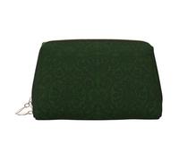 Longzehao Hunter Green - Bolsa de maquillaje portátil de piel con estampado de pétalos florales y cremallera, organizador de viaje