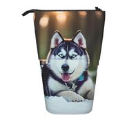 Longzehao Husky perro impresión telescópica lápiz bolsa titular de la pluma pop up almacenamiento caso, de pie portátil pluma, negro, talla única, Negro 1, One size